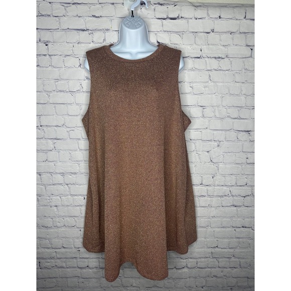 Heart Soul Womens 1X Rose Gold Sleeveless Knit Dress Sparkle Party Cocktail - Picture 1 of 7